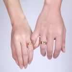 Dámsky snubný prsteň, nerezová, dvojfarebná vlna, veľkosť 7