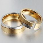 Pánsky snubný prsteň, nerezová, dvojfarebná vlnka, veľkosť 8