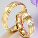 Dámsky snubný prsteň, nerez, zlatý, veľkosť 9