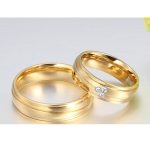 Dámsky snubný prsteň, nerez, zlatý, veľkosť 6