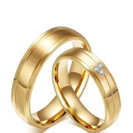 Dámsky snubný prsteň, nerez, zlatý, veľkosť 5
