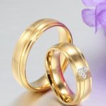 Dámsky snubný prsteň, nerez, zlatý, veľkosť 5