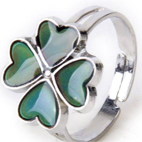 Náladový prsteň s motívom štvorlístka, nastaviteľná veľkosť