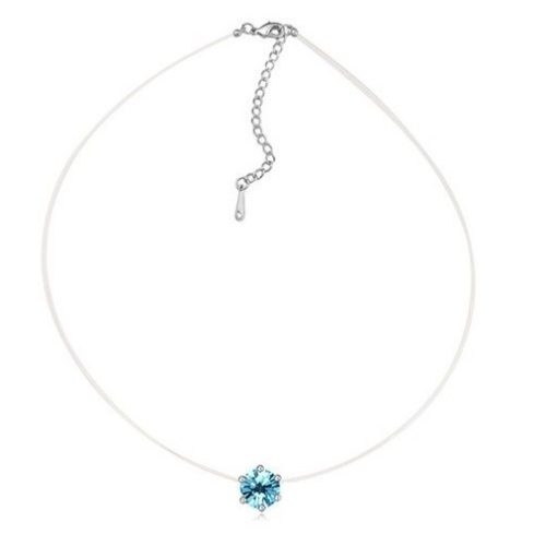 Neviditeľný retiazkový náhrdelník, Aquamarine, zdobený kryštálmi Swarovski
