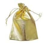 Ručne vyrobená taštička na šperky zlatej farby 9x12 cm