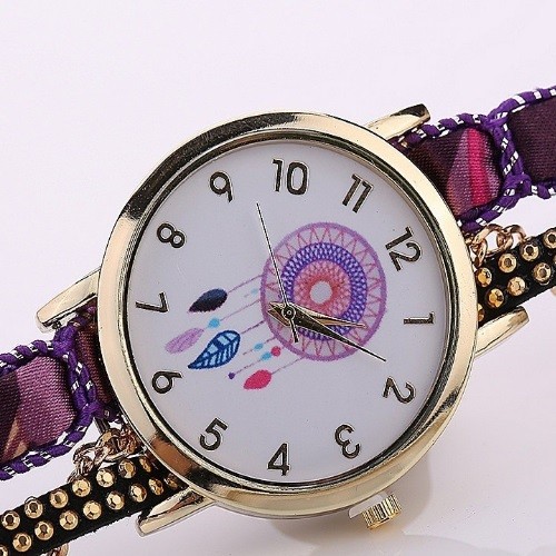 Dámske náramkové hodinky mexického štýlu, čierne