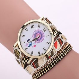 Dámske náramkové hodinky v mexickom štýle, béžová