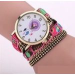 Dámske náramkové hodinky mexického štýlu, ružové