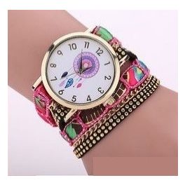 Dámske náramkové hodinky mexického štýlu, ružové