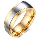 Pánsky snubný prsteň, nerez, zlatý, veľkosť 9