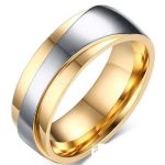 Pánsky snubný prsteň, nerez, zlatý, veľkosť 12