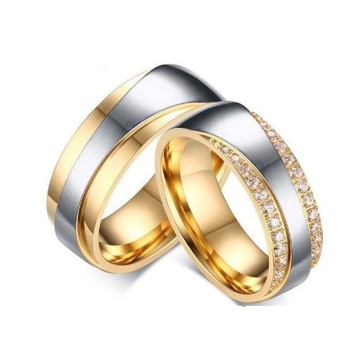 Dámsky snubný prsteň, nerez, zlatý, veľkosť 9