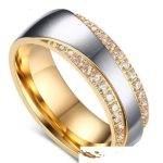 Dámsky snubný prsteň, nerez, zlatý, veľkosť 9