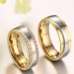 Dámsky snubný prsteň, nerez, zlatý, veľkosť 9