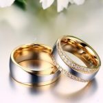 Dámsky snubný prsteň, nerez, zlatý, veľkosť 9