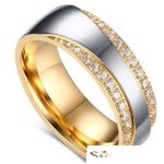 Dámsky snubný prsteň, nerez, zlatý, veľkosť 8