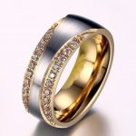 Dámsky snubný prsteň, nerez, zlatý, veľkosť 8