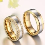 Dámsky snubný prsteň, nerez, zlatý, veľkosť 8