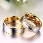 Dámsky snubný prsteň, nerez, zlatý, veľkosť 8