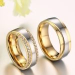 Dámsky snubný prsteň, nerez, zlatý, veľkosť 7