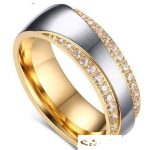 Dámsky snubný prsteň, nerez, zlatý, veľkosť 6