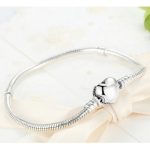 Strieborný náramok s motívom srdca, 19 cm
