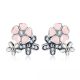 Strieborné náušnice s čerešňovými kvetmi, ružové