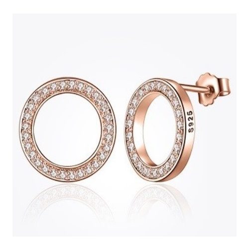 Strieborné kruhové náušnice, ružové zlato, ružové zlato