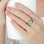 Okrúhly strieborný prsteň, modrý, 8