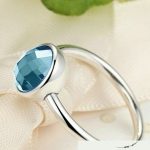 Okrúhly strieborný prsteň, modrý, 7