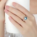 Okrúhly strieborný prsteň, modrý, 7