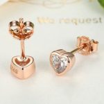 Strieborné náušnice, v tvare srdca, rosegold, rose gold