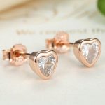 Strieborné náušnice, v tvare srdca, rosegold, rose gold