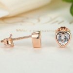 Strieborné náušnice, v tvare srdca, rosegold, rose gold