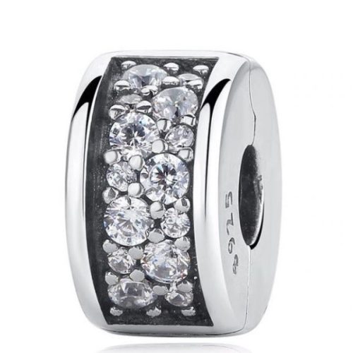 Strieborné perlové kúzlo s krištáľovými kameňmi