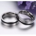 Dámsky snubný prsteň s čiernym prúžkom, nerezová oceľ, strieborná, veľkosť 7