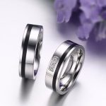 Dámsky svadobný prsteň s čiernym prúžkom, nerezová oceľ, strieborná, veľkosť 9