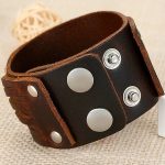 Náramok z lakovanej kože, hnedý