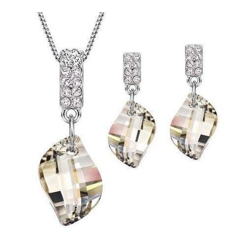 Vlnitá súprava šperkov s príveskom, zdobená kryštálmi Swarovski