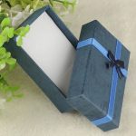 Šperkovnica s mašľou, papierová, tmavomodrá