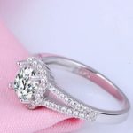 Dámsky zásnubný prsteň, strieborný, krištáľ, veľkosť 6