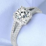 Dámsky zásnubný prsteň, striebro, krištáľ, veľkosť 5