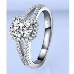 Dámsky zásnubný prsteň, striebro, krištáľ, veľkosť 8