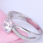 Dámsky zásnubný prsteň, strieborný, so zirkónovým kryštálom, veľkosť 7