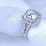 Dámsky zásnubný prsteň, strieborný, štvorcový, veľkosť 6