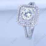 Dámsky zásnubný prsteň, strieborný, štvorcový, veľkosť 5