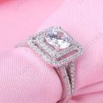 Dámsky zásnubný prsteň, strieborný, štvorcový, veľkosť 8