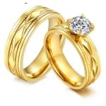 Pánsky snubný prsteň, nerez, zlatá farba, veľkosť 12