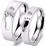 Pánsky snubný prsteň s nášľapom, nerez, strieborná farba, veľkosť 10