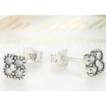 Strieborné, štrasové kvetinové náušnice, v striebornej farbe